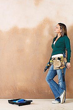 Woman Wearing Tool Belt