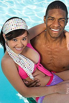 Portrait of Young Couple in Pool
