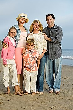 Family Together on Beach