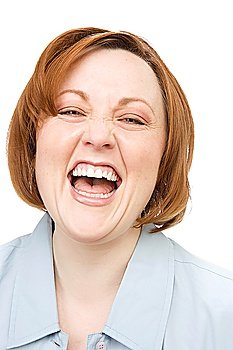 Mature woman laughing, portrait
