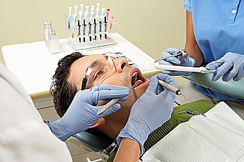 Man Getting Dental Work Done