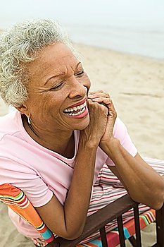 Woman Smiling at Beach