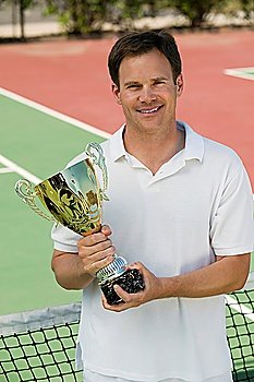 Man Holding Tennis Trophy