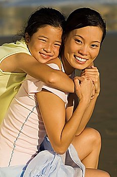 Mother and Daughter on Beach