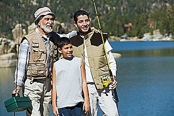 Grandfather Fishing with Grandsons