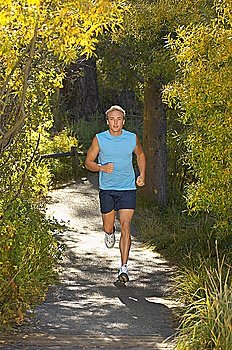 Jogger on Wooded Path in Park