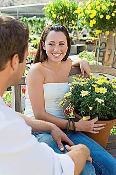 Couple with Potted Plant