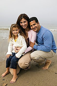 Family Together on Beach