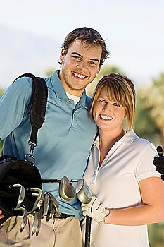 Couple Golfing Together