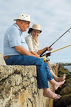 Senior couple fishing