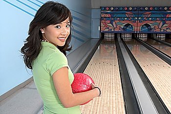 Young Woman Bowling