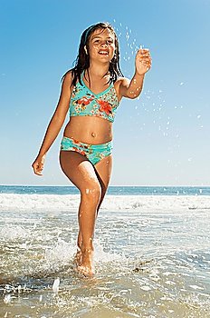 Girl Running in Water