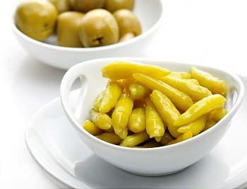 Pickled Hot Yellow Pepper And Stuffed Olives