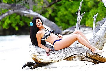 Woman on tropical beach