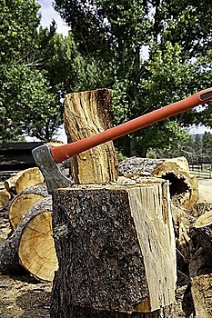 Axe in log stump