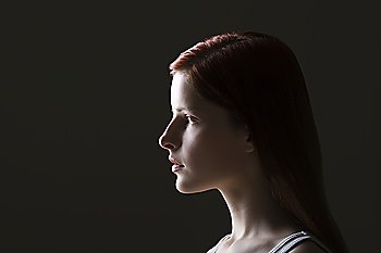Young woman side view portrait