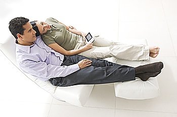 Couple Watching Portable TV