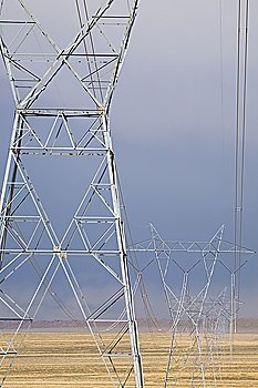 Electrical pylons in desert