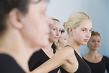 Young women in ballet rehearsal