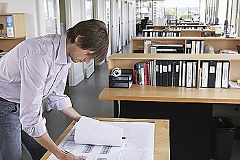 Office Worker Studying Document