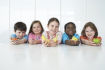 Five Children Holding Fruits