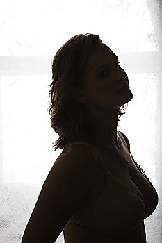 Silhouette portrait of semi-dress woman