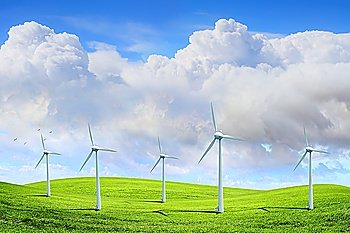 Alternative energy.  Group of energy-producing windmills