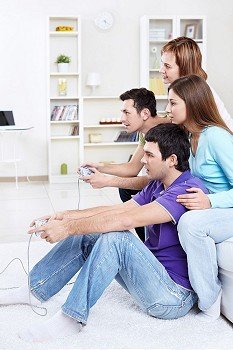Attractive young people play video games