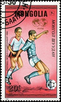 MONGOLIA - CIRCA 1986: A stamp printed by Mongolia, shows World Cup Soccer Championships, circa 1986