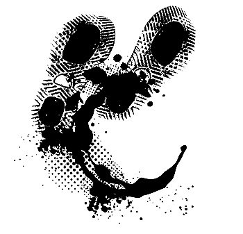 White grunge background with black ink footprint