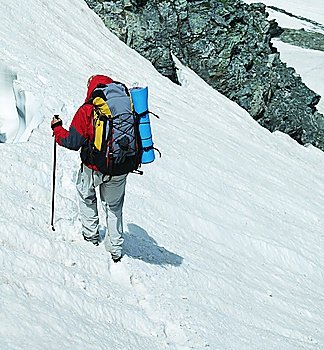 Backpacker in mountain