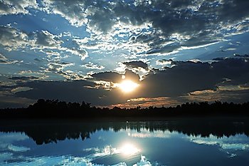 Sunrise scene on lake