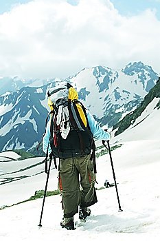 Backpacker  in  mountains