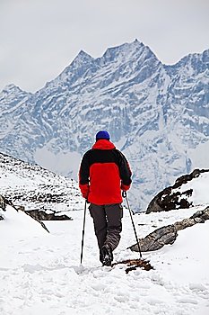 Climber in Himalayan mountain,Nepal