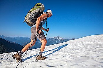 Hiker in  mountains