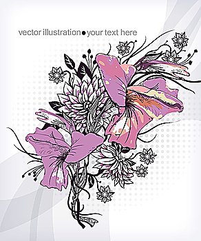 vector floral illustration of blooming gladioluses