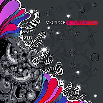 abstract vector illustration of colorful leaves on a grey background.eps10