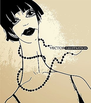 vector illustration of a woman with a long neck and dark hair
