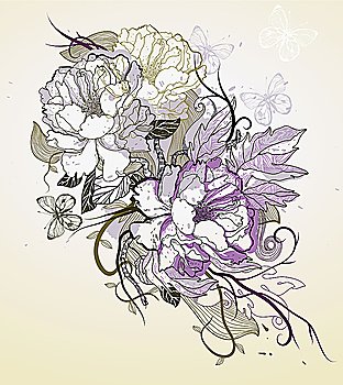 vector illustration of blooming roses