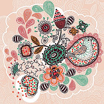 vector floral illustration with fantasy abstract flowers