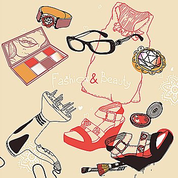vector illustration of fashion shoes and accessories