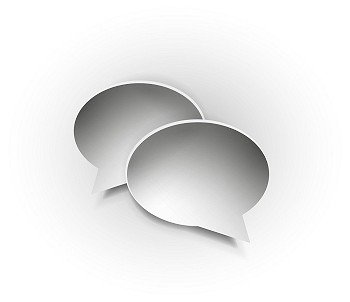 Paper speech bubble icons. Vector gray and white colors
