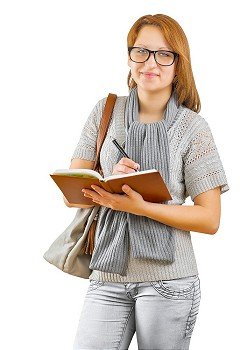 hipster girl writing in notepad