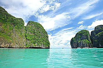 Beautiful lagoon at  Phi Phi Ley island, the exact place where ´The Beach´ movie was filmed