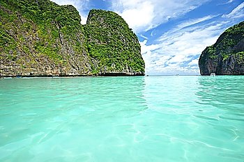 Beautiful lagoon at  Phi Phi Ley island, the exact place where ´The Beach´ movie was filmed