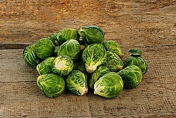 Brussels sprout on old wooden table