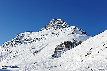 Mountains with snow in winter, Val-d´Isere, Alps, France