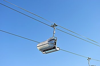 Ski lift in mountains at winter, Val-d´Isere, Alps, France