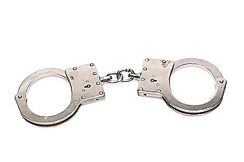 Isolated handcuffs on white