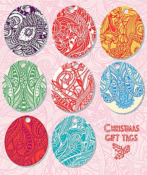 vector set of Christmas ornamental  tags